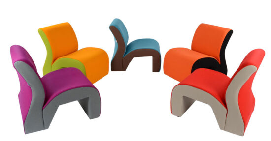 TWO TONE CURVED RECEPTION SEATS – VINYL