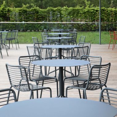 outline steel outdoor seating