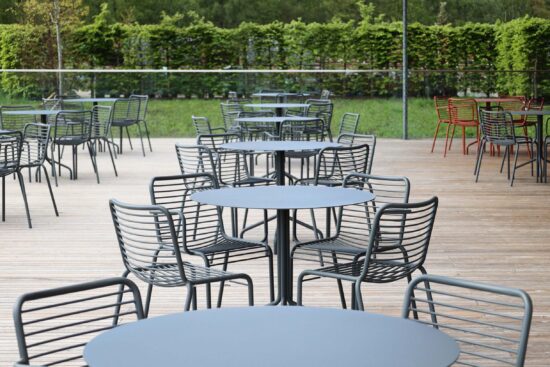 outline steel outdoor seating
